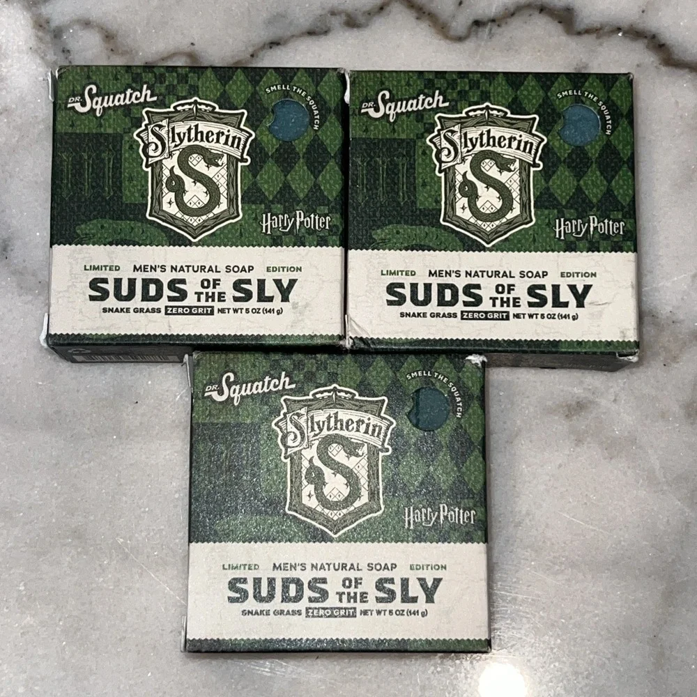 Harry Potter Dr. Squatch Slytherin Suds of the Sly Men's Soap Bar 5oz 3 Pack New